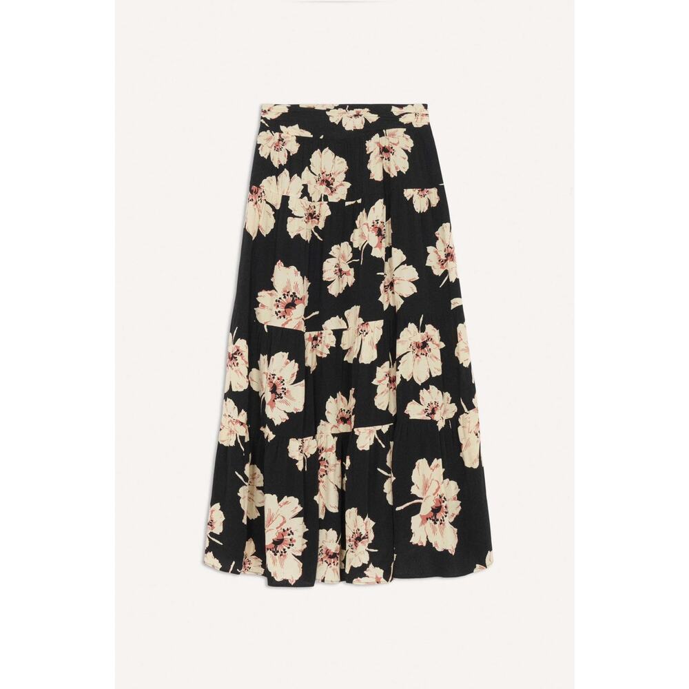 Ba&Sh Kondo Printed Midi Skirt Black Floral S *Hemmed View 4
